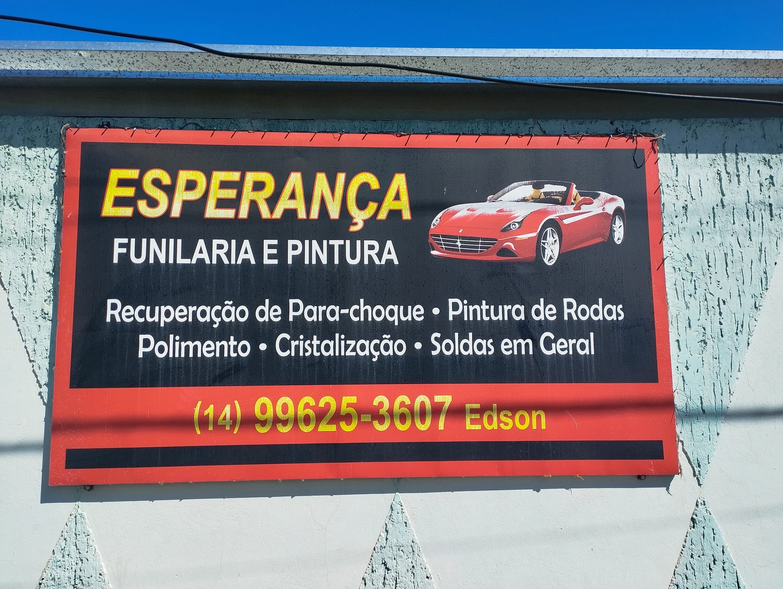 Fachada da Funilaria Esperança em Botucatu